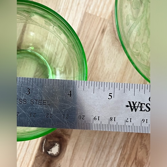 Rare Vintage 1930’s Hazel Atlas Uranium Glass Tea Cup and Saucer Clover Motif - Picture 8 of 10